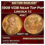 1909 VDB Lincoln Cent Near Top Pop! 1c ms67+ rd SE