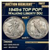 1945-s Walking Liberty Half Dollar TOP POP! 50c ms