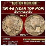 1914-s Buffalo Nickel Near Top Pop! 5c ms67+ SEGS