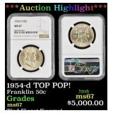 NGC 1954-d Franklin Half Dollar TOP POP! 50c ms67