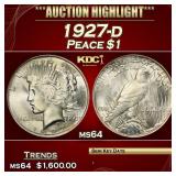 1927-d Peace Dollar $1 ms64 SEGS