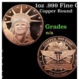 1oz .999 Fine Copper Bullion Round - Statue of Lib