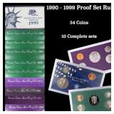 *Highlight* 1990-1999 Proof Set Run 54 Coins 10 Co