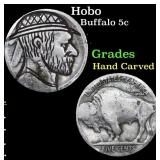 Hobo Buffalo Nickel 5c Grades Hand Carved