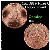 1oz .999 Fine Copper Bullion Round - Aztec Calenda