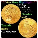 *Highlight* 1913-p Gold Indian Half Eagle $5 GEM U