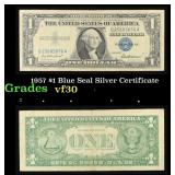 1957 $1 Blue Seal Silver Certificate Grades vf++