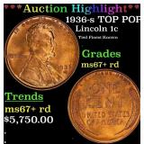 *Highlight* 1936-s Lincoln Cent TOP POP! 1c ms67+