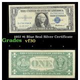 1957 $1 Blue Seal Silver Certificate Grades vf++