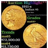 *Highlight* 1911-s Gold Indian Half Eagle $5 Choic