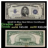 1934D $5 Blue Seal Silver Certificate Grades Selec