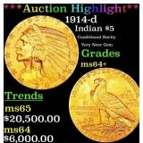 *Highlight* 1914-d Gold Indian Half Eagle $5 Choic