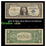 1957 $1 Blue Seal Silver Certificate Grades vf++