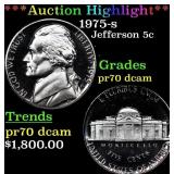 1975-s Proof Jefferson Nickel 5c pr70 dcam SEGS