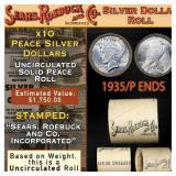 7- UNC SEARS Peace Silver Dollar $1 10 Coin Roll 1