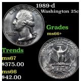 1989-d Washington Quarter 25c Grades GEM++ Unc