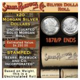 44- SEARS 20 Coin Morgan Silver Dollar $1 Roll Unc