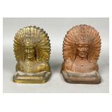 2 Pair Cast Iron Native American Bookends