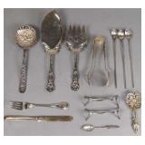 13 Pieces Sterling, 84, 800 & Silverplate Flatware