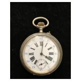 .800 Silver oversized Pocket Watch w/ Train Case