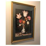 Framed flower arrangement picture