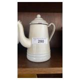 White Enamelware coffee pot