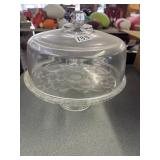 Clear, glass cake plate