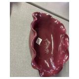 Bybee- 12ï¿½ maroon fluted serving bowl