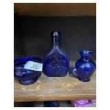 Cobalt blue bottle bowl & vase