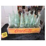 COCA-COLA WOODEN CRATE WITH GLASS BOTTLES