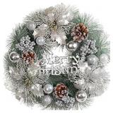 Christmas Wreath for Front Door, Frozen Silver