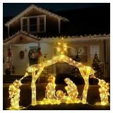 Barydat 4.4ft Lighted Christmas Nativity Scene