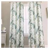 set of 2 curtains beige with green flowers and