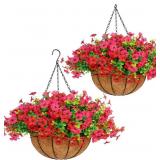 2 Pack Hanging Basket with Artificial Daisy