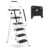 HBTower 5 Step Ladder with Handrails, Folding