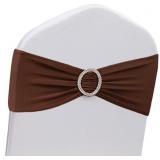 50 Pack Spandex Brown Chair Sashes for Wedding