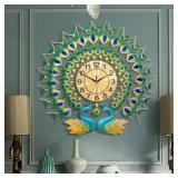 Appears NEW! $157 EURSON Large Peacock Wall Clock