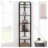 Corner Shelf, 6-Tier Industrial Corner Bookshelf,