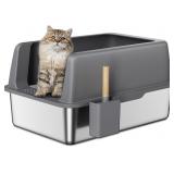 $105 Stainless Steel Litter Box with Lid, Extra