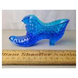 Fenton Glass Blue Hobnail Shoe w/ Cat 2 & 7/8" H