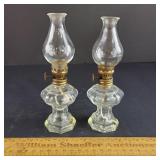 Antique Glass Mini Oil Lamps 6 & 3/4" H