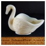 Glass Swan Master Salt Dish 4" H