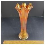 Northwood Fine Rib Carnival Glass Vase 10 & 1/2"H