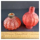 Antique Glass Red Satin Oil Lamp Parts