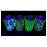 Green Glass Coin Dot Tumblers Uranium