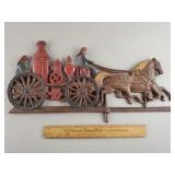 Cast Aluminum Horse Drawn Fire Engine 20 & 1/2" L