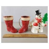 Vintage Christmas Lot Snowman, Santa Boots