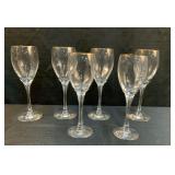 (6) Crystal Gold Rim Wine Glasses