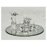 Mirror Plateau w/Swarovski Crystal Cat & (4) Mice