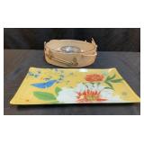 Glass Floral Tray & Dragonfly Chip n